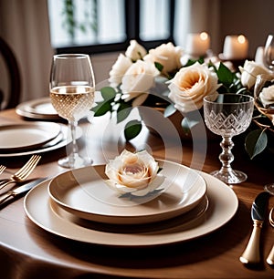 Decorated dinner table setting