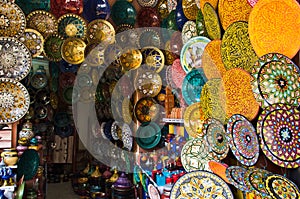 Decorated dishes in Morocco.