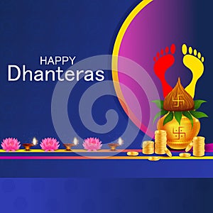 decorated Diwali holiday background for Happy Dhanteras