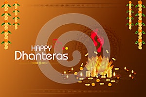decorated Diwali holiday background for Happy Dhanteras