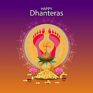 decorated Diwali holiday background for Happy Dhanteras