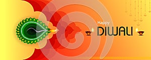 decorated diya for Happy Diwali holiday Hindu festival of India background