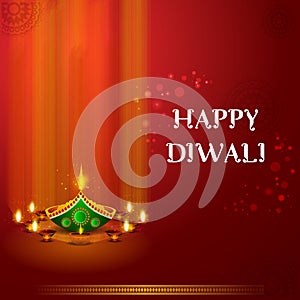 decorated diya for Happy Diwali holiday Hindu festival of India background