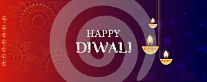 Decorated diya for Happy Diwali holiday Hindu festival of India background