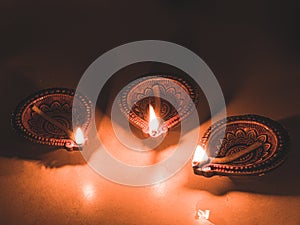 Decorated diya photo for indian festivals.