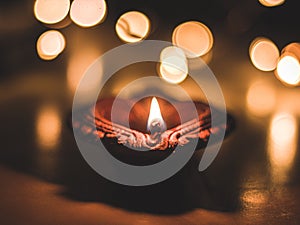 Decorated diya photo for indian festivals.