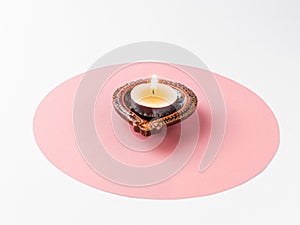 Decorated diya photo for indian festivals.