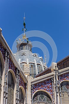 Decorated dome of the central market hall of Valencia