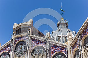 Decorated dome of the central market hall of Valencia