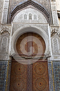 Decorated door in Fes, Morocco