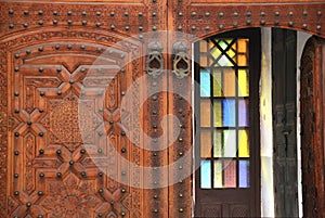 Decorated door in the medina of Marrakesh, Morocco