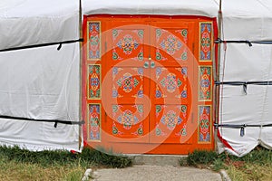 Decorated door of a Mongolian Yurt