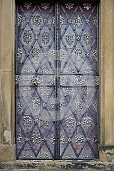 Decorated door in Prague