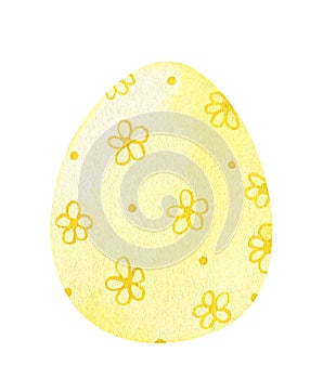 Decorated Easter egg with a floral pattern in yellow colors