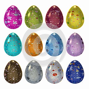 Decorated Easter egg set with clipping path