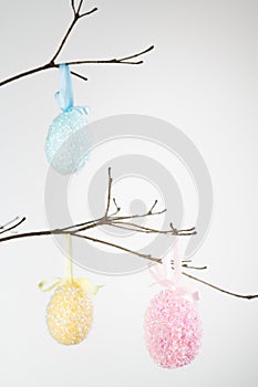 Decorated Easter Eggs on branch