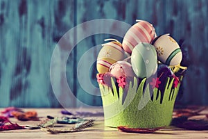 Decorated easter eggs of different colors