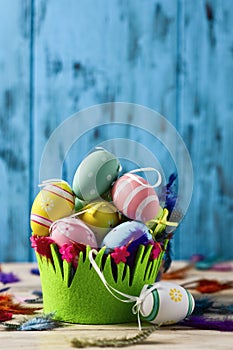 Decorated easter eggs of different colors