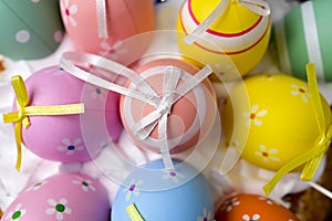 Decorated easter eggs of different colors