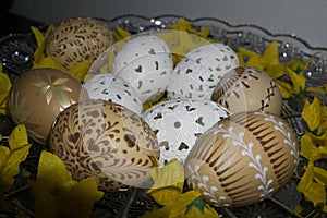 Decorated Easter eggs in the jar. Slovakia