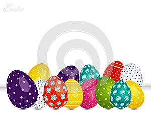 Decorated Easter eggs on white background