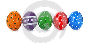 Decorated Easter eggs on white background