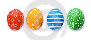 Decorated Easter eggs on white background. Festive tradition