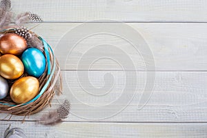 Decorated easter nest with eggs