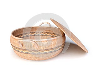 Decorated Empty Woven Basket With Cover