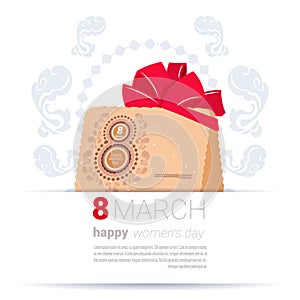 Decorated Envelope With 8 March Sign Happy Women Day Template Background Creative Greeting Card Design