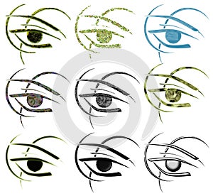 Set of Decorated eyes in different styles