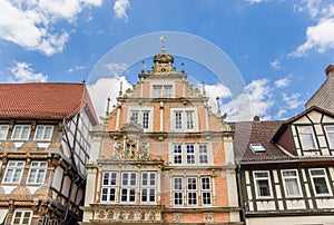 Decorated facade of the Leisthaus Museum in Hameln