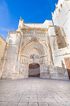 Decorated facade of San Antolin Cathedral in Palencia photo