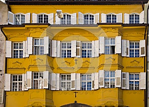 Decorated facade and windows, Bolzano Italy photo