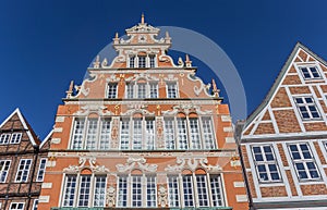 Decorated facades of historical houses in Stade