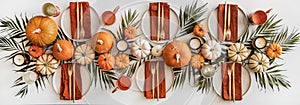 Decorated festive table for Thanksgiving day dinner