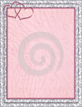 Decorated frame with hearted pink background