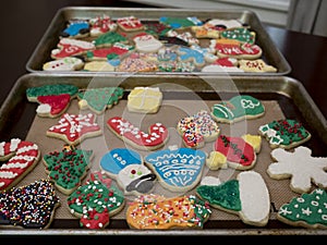 Decorated frosted Christmas cookies