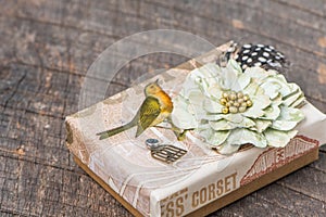 Decorated gift box on old barn wood