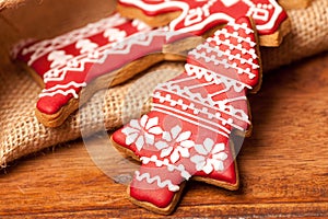 Decorated gingerbread Christmas tree cookie