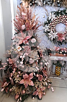 Decorated Holiday Christmas Tree with Ornaments