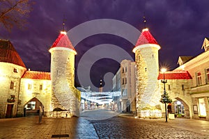 Viru Gate in the Old Town of Tallinn, Estonia