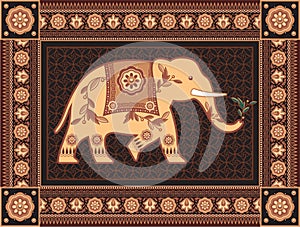 Decorated Indian Elephant In Detailed Frame