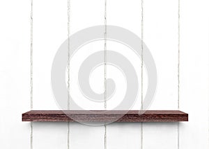 The Decorated interior on the shelf. Wooden shelf on the white c