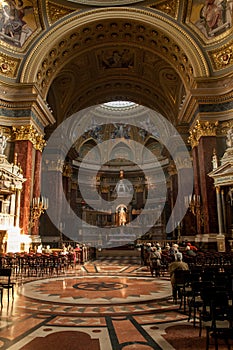 Decorated interior of St. Stephen\'s Church in Budapest, Hungary