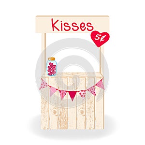 Decorated Kissing Booth isolated on white.