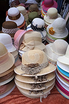 Decorated ladies' hats.