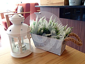 Decorated Lantern and flowerpot
