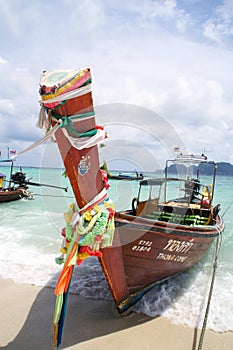 Decorated long-tail boat in Thailand