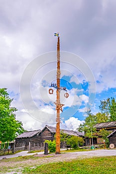 Decorated maypole in the skansen museum in Stockholm....IMAGE